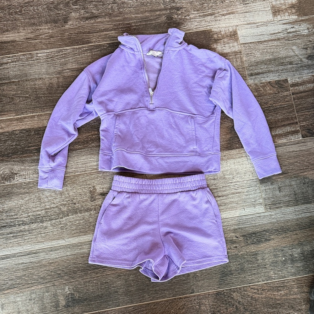 Purple Quarter-Zip Pullover and Shorts Set